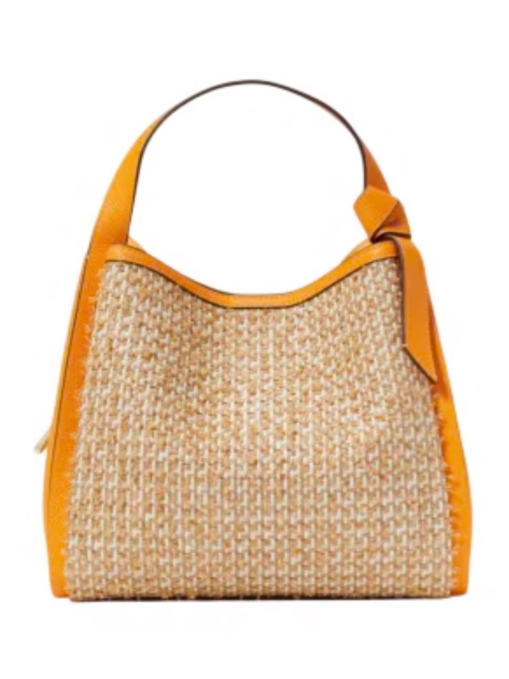 kate spade Knott Raffia Tweed Tote with Yellow Trim